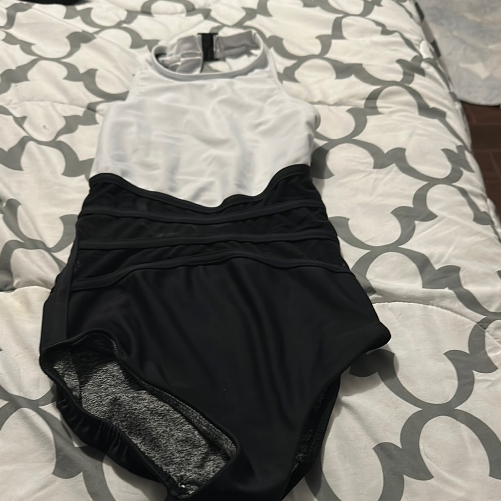 Chic Black and White Kids One Piece dance leotard